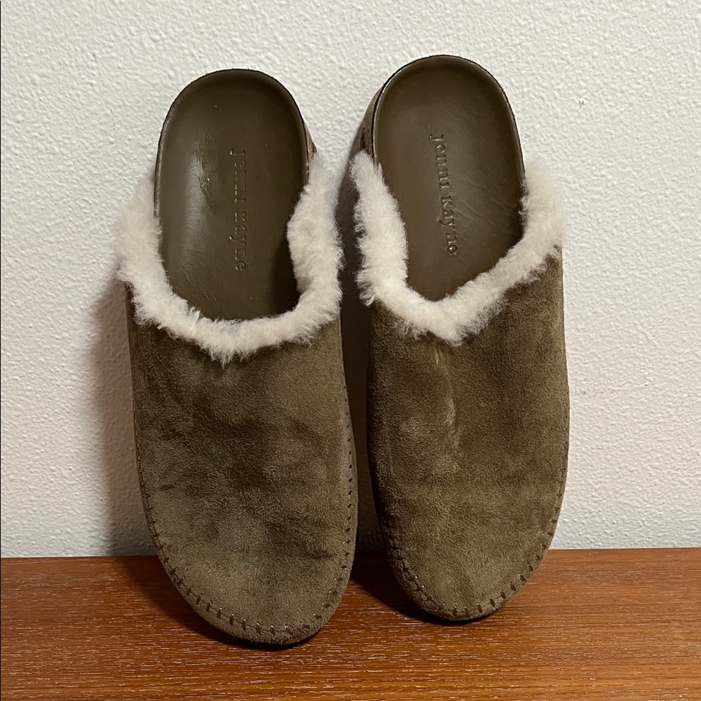 Jenni Kayne Brown Suede Shearling-Lined Moc Clog